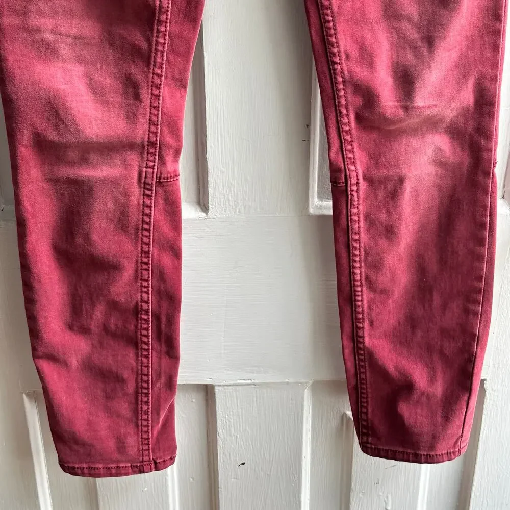 Free People Skinny Ankle Zip Jeans – Raspberry/Berry Wash – Women’s Size 24
